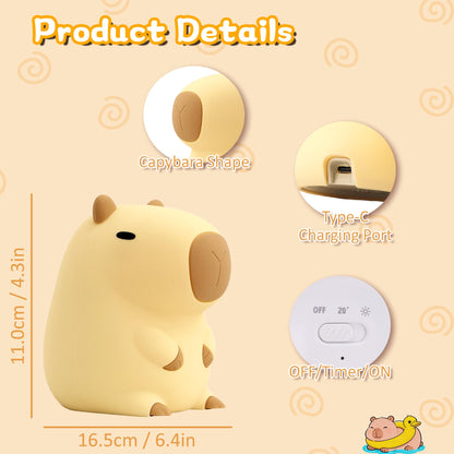FULLOSUN Capybara Night Light for Kids, Soft Silicone Touch Lamp with Dim 🍁 All In One Marketplace Canada