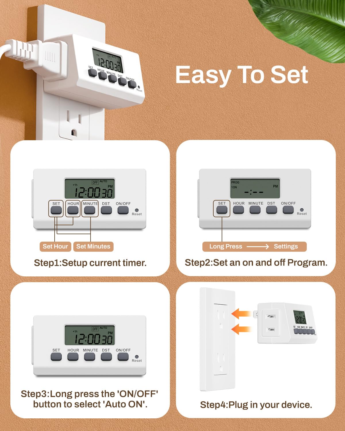 BN-LINK Indoor 24H Programmable Digital Timer Outlet, Slim 1 Outlet, 2 Pack 🍁 All In One Marketplace Canada