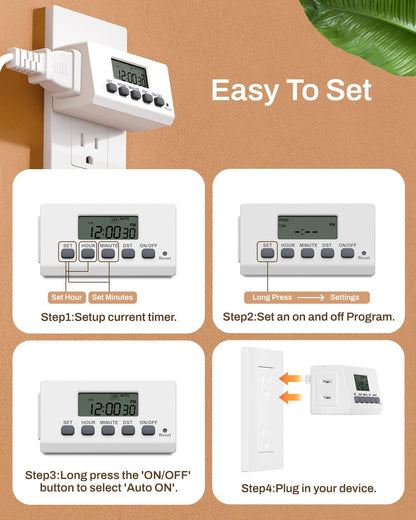 BN-LINK Indoor 24H Programmable Digital Timer Outlet, Slim 1 Outlet, 2 Pack 🍁 All In One Marketplace Canada