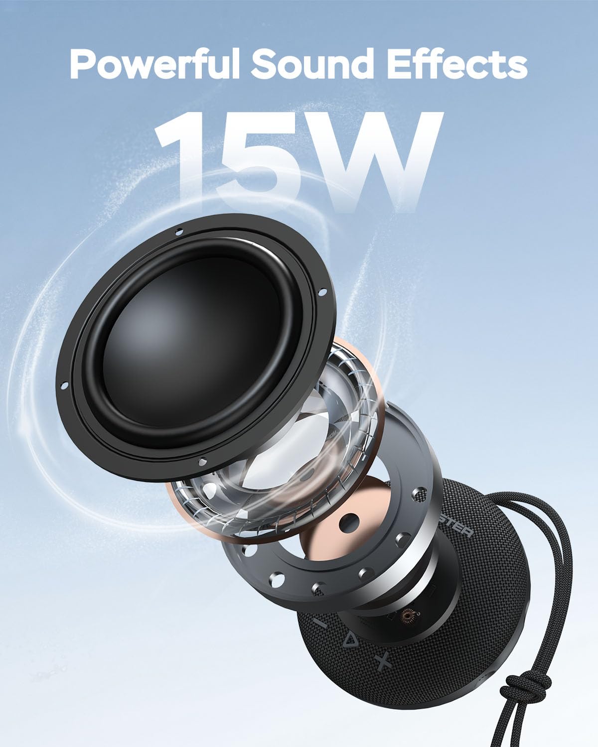 Monster Bluetooth Speaker, IPX8 Shower Speaker Waterproof, Bluetooth 5.4 with Loud HD Sound and Robust Bass, Extra Long Playtime Punchy, for Home, Beaches Portable Wireless Outdoor Speakers - Available at All In One Marketplace Canada
