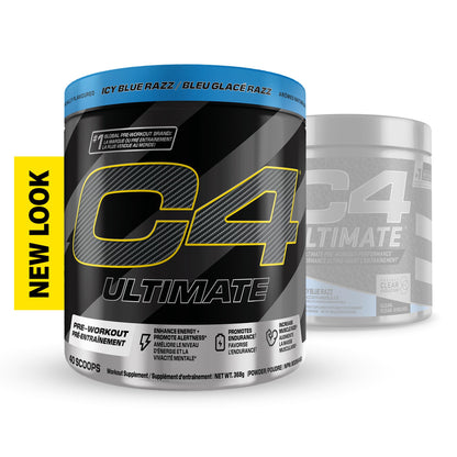 Cellucor C4 Ultimate Pre Workout Powder - Sugar Free Preworkout Energy with 300mg Caffeine and Creatine for Men & Women - Icy Blue Razz, 20 Servings Cellucor