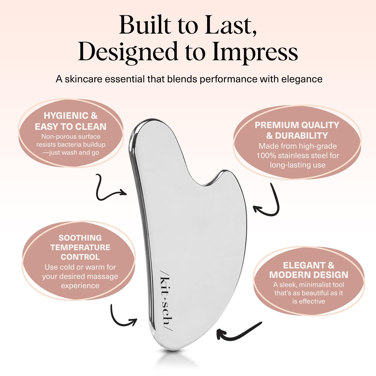 Kitsch Stainless Steel Gua Sha Facial Tools - Guasha Tool for Face, Face Sculpting Tool, Jawline Shaper, Double Chin Reducer, Body Gua Sha Tools, Lymphatic Drainage Massager, Facial Skin Care - Silver - Available at All In One Marketplace Canada