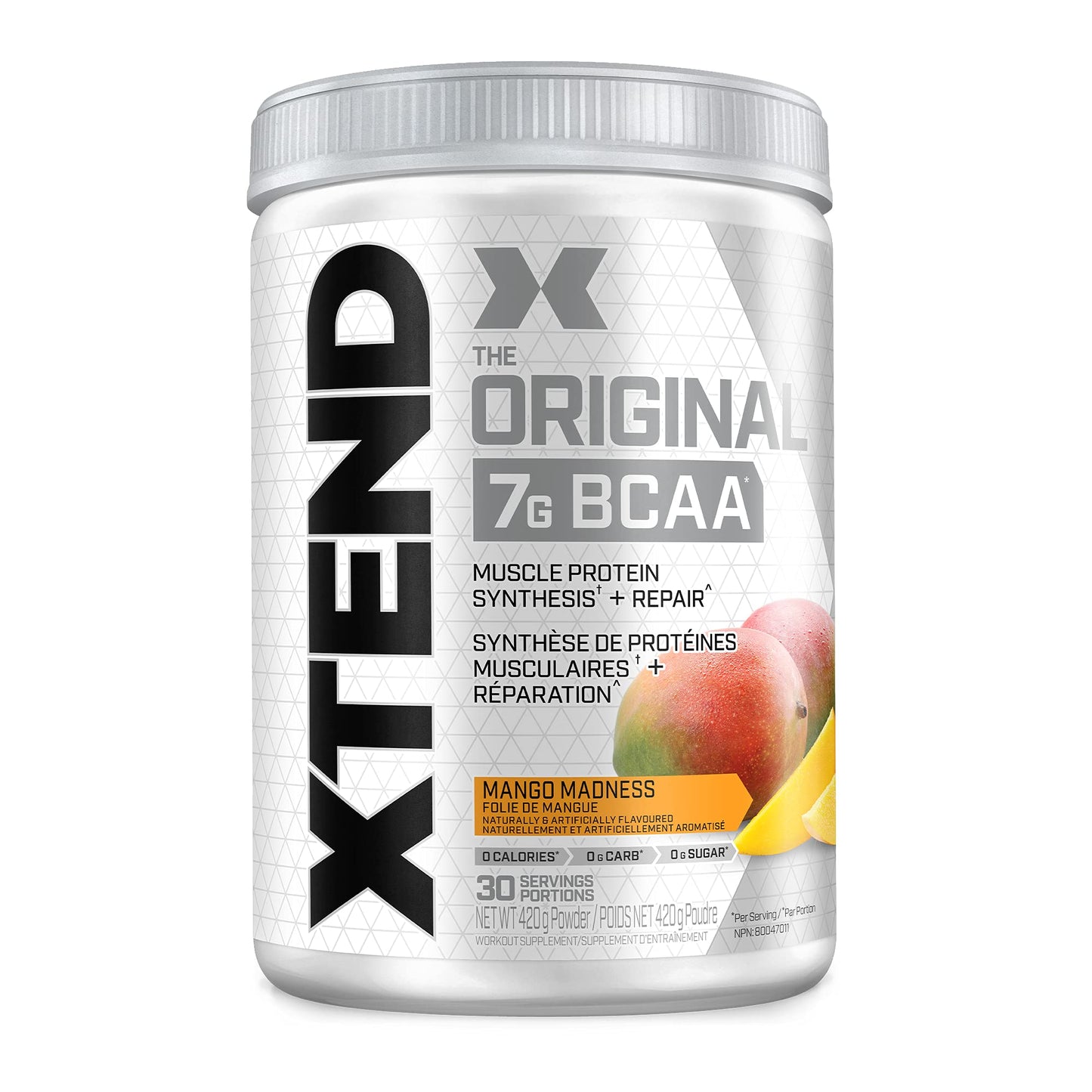 Scivation XTEND Original BCAA Powder - Sugar-Free Muscle Recovery with 7g BCAA, 2.5g L-Glutamine - Mango Madness, 30 Servings Scivation