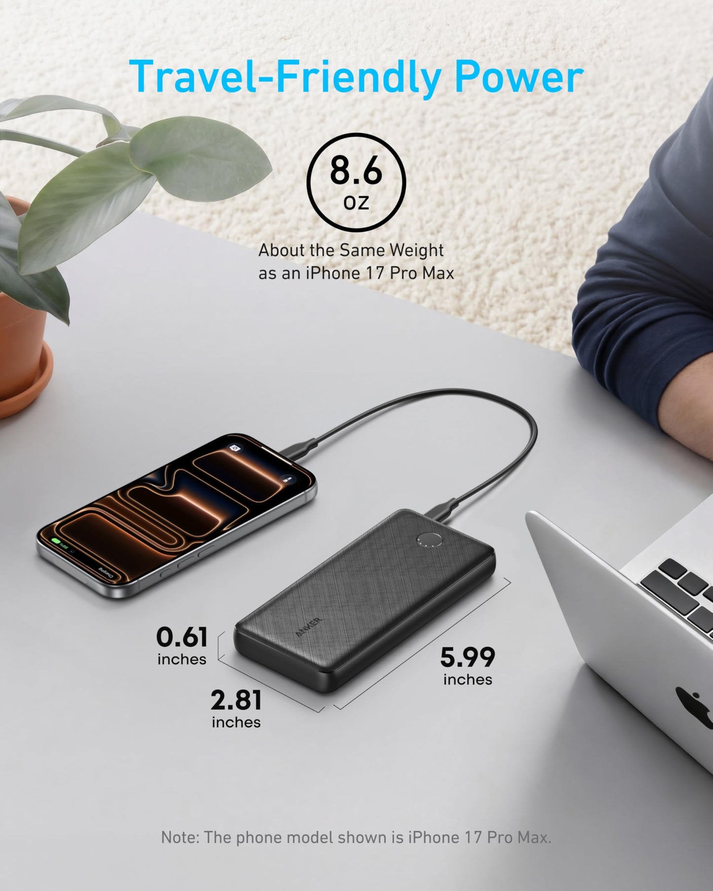 Anker Power Bank(PowerCore 10K),Compact Travel-Ready 10,000mAh Battery Pack with PowerIQ Charging Technology,5V/3A High-Speed Charging for iPhone,iPad,and More (USB-C Input and Output（Black），1pack) - Available at All In One Marketplace Canada
