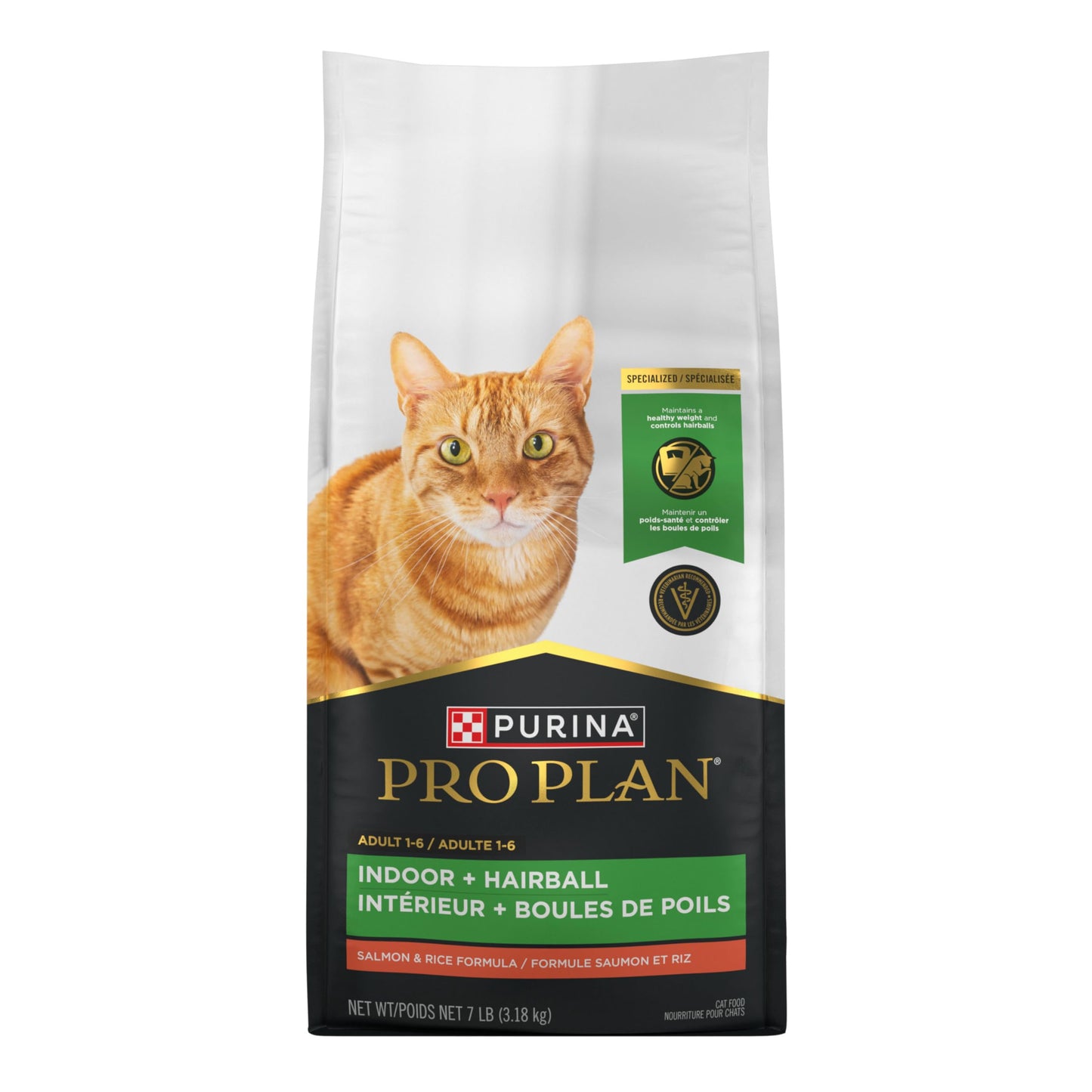 Purina Pro Plan Dry Cat Food, Specialized Indoor Hairball Salmon & Rice - 3.18 kg Bag (1 Pack) Pro Plan