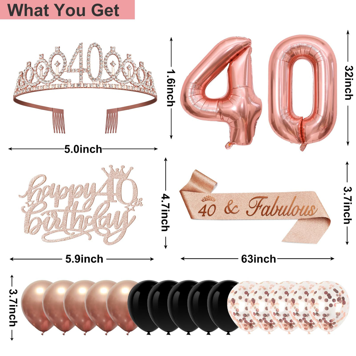 40th Birthday Decorations for Women, 32PCS 40th Birthday Party Decorations 🍁 All In One Marketplace Canada