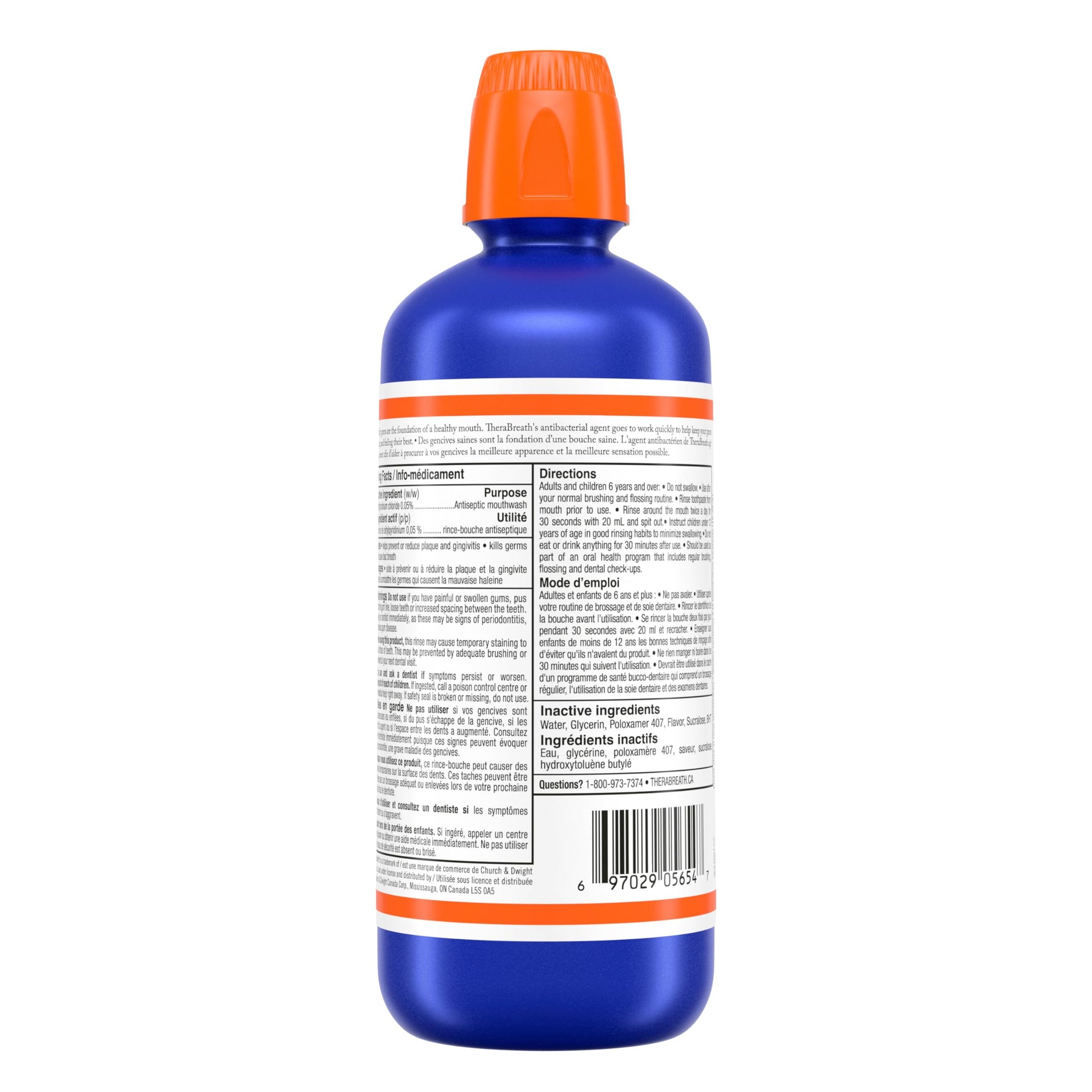 TheraBreath Healthy Gums Oral Rinse, Helps Fight Gingivitis. Alcohol-Free & Dye-Free Mouthwash, Certified Vegan, Halal, Kosher & Gluten-Free, Clean Mint, 1L (Pack of 1)