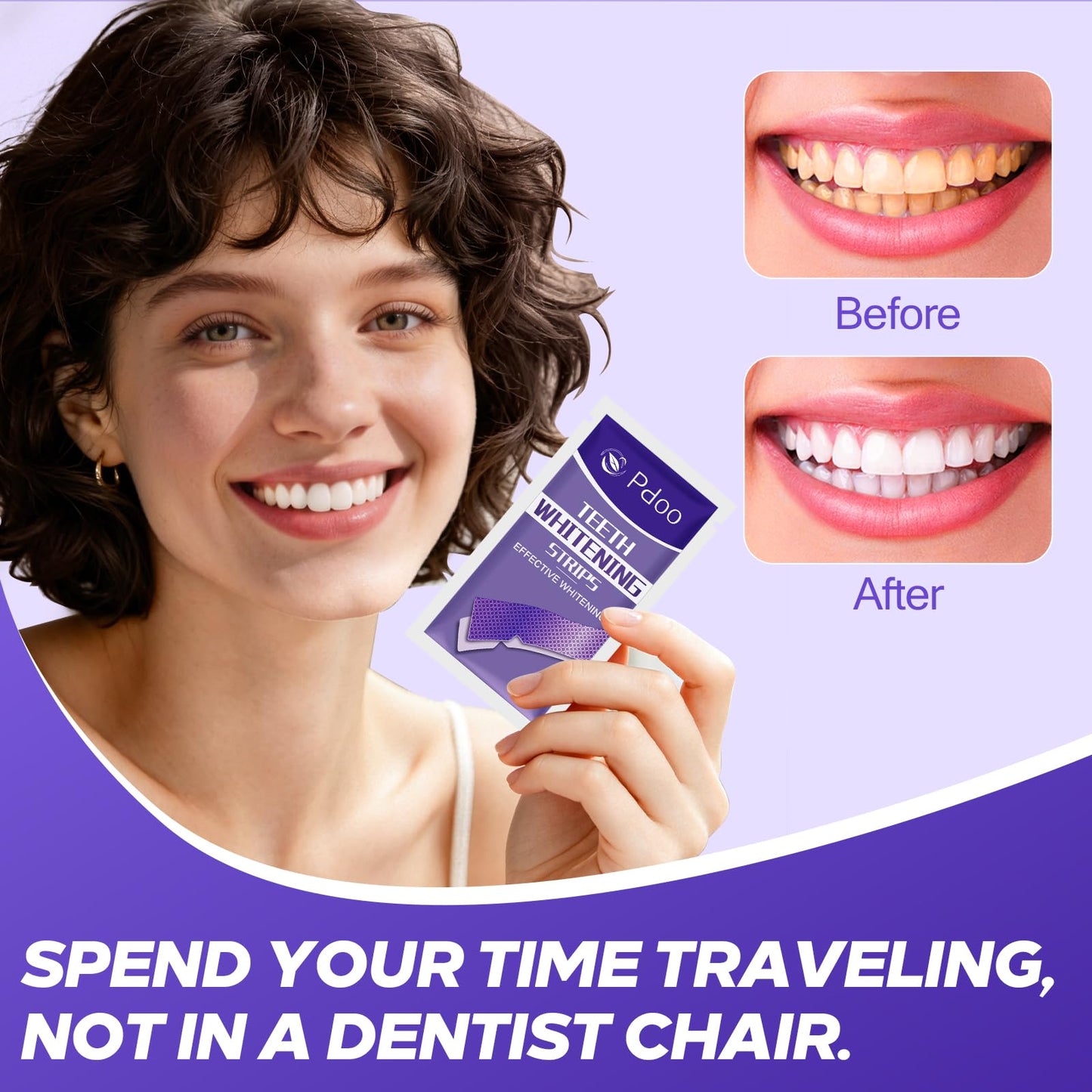 Purple Teeth Whitening Strip 20 Non-Slip Strips - Whitening for Teeth Sensitive, Professional Teeth Whitening Strips, Fast Remove Smoking, Coffee, Wine Stains, Teeth Whitening Kit Pack - Available at All In One Marketplace Canada
