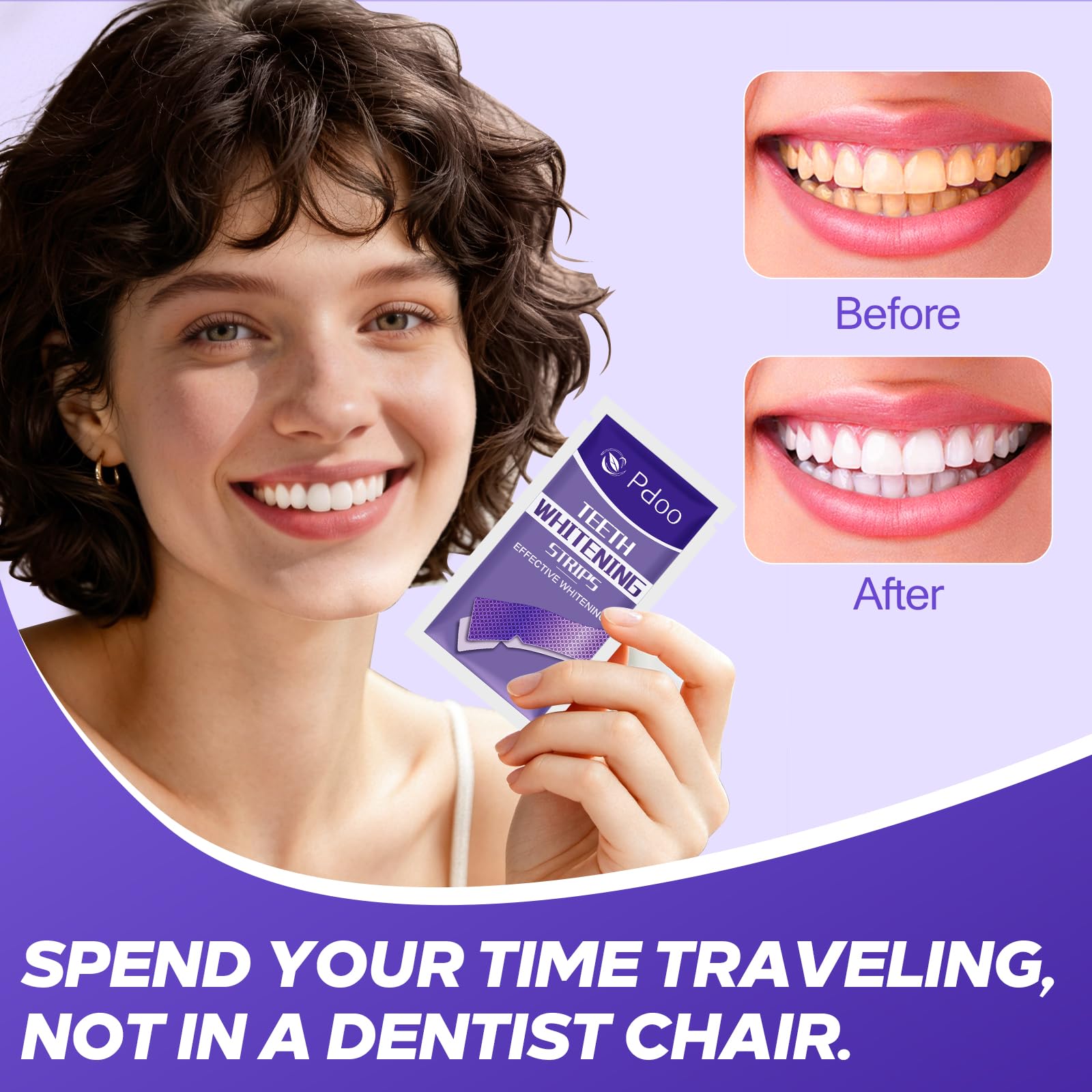 Purple Teeth Whitening Strip 20 Non-Slip Strips - Whitening for Teeth Sensitive, Professional Teeth Whitening Strips, Fast Remove Smoking, Coffee, Wine Stains, Teeth Whitening Kit Pack - Available at All In One Marketplace Canada