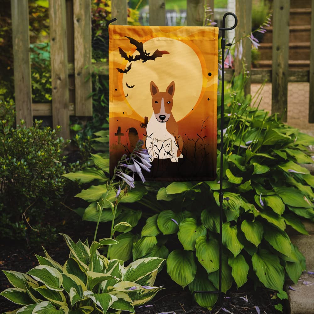 Caroline's Treasures BB4401GF Halloween Bull Terrier Red White Flag Garden Size, Small, Multicolor