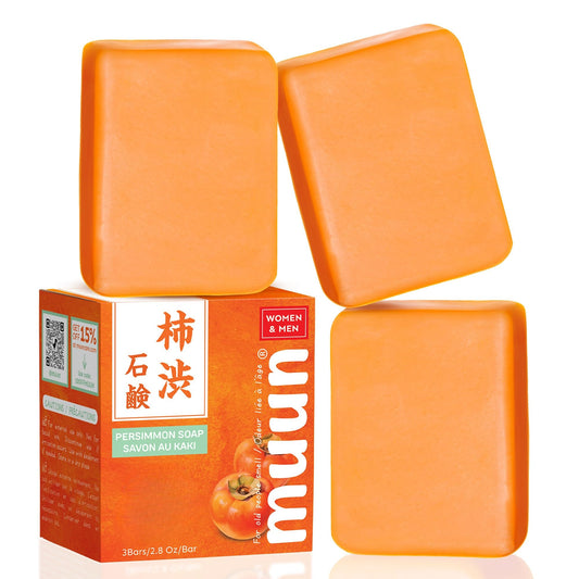 Muun Persimmon Soap (Pack 3) For Old People Smell, Aging Odor - Japanese Deodorant Soap, Deodorizing Body Wash, Smooth Deeply Cleansing - Body Odor Eliminator for Women & Men - Available at All In One Marketplace Canada