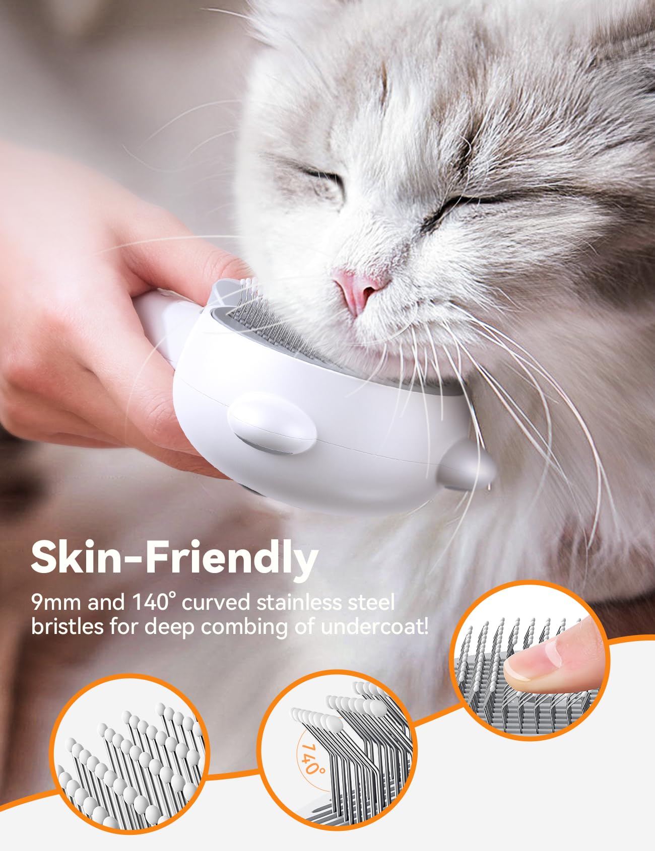Cat Steam Brush, Cat Brushes for Indoor Cats with Release Button, Dual Speed Spray USB Rechargeable Cat Grooming Supplies, Cat Brush Shedding Suitable for All Long-haired and Short-haired Pets - Available at All In One Marketplace Canada