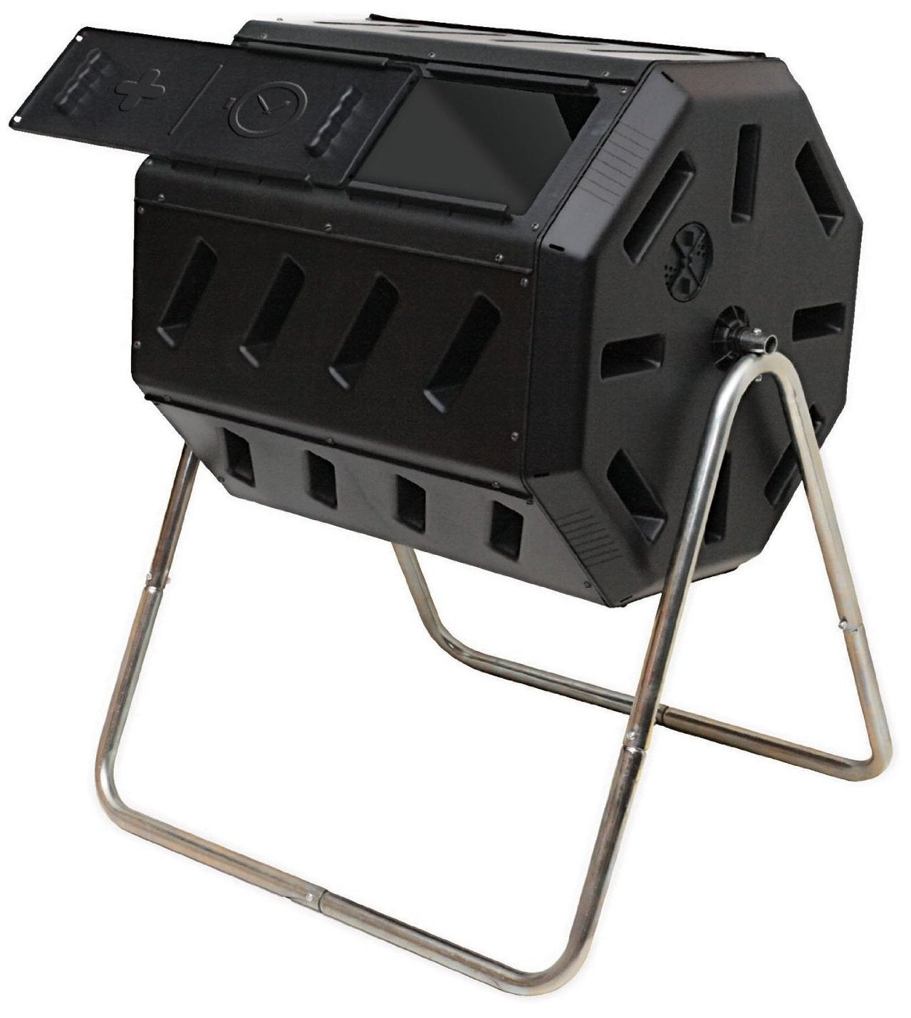 FCMP Outdoor IM4000 Dual Chamber Tumbling Composter Canadian-Made, 100% Recycled Resin - Outdoor Rotating Compost Tumbler Bin for Garden, Kitchen, and Yard Waste, Black (37 Gallon) FCMP Outdoor