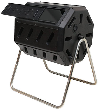 FCMP Outdoor IM4000 Dual Chamber Tumbling Composter Canadian-Made, 100% Recycled Resin - Outdoor Rotating Compost Tumbler Bin for Garden, Kitchen, and Yard Waste, Black (37 Gallon) FCMP Outdoor
