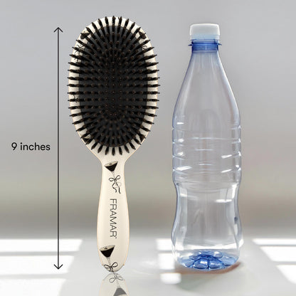 FRAMAR Boar Bristle Hair Brush – Slick Back Hair Brush For Women, Boar Bristle Brush, Slick Back Brush, Hairbrush Women, Brosse a Cheveux, Boar Brush For Volume and Shine – Espresso Martini