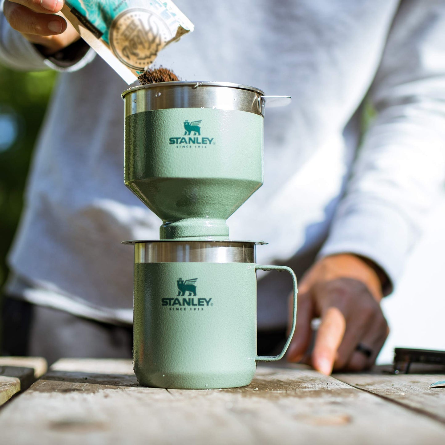 Stanley Perfect Brew Pour Over Set | 12 oz Camp Mug with Lid Included | Drip Coffee Maker with Reusable Filter | Insulated Stainless Steel | BPA-Free | Hammertone Green 🍁 All In One Marketplace Canada