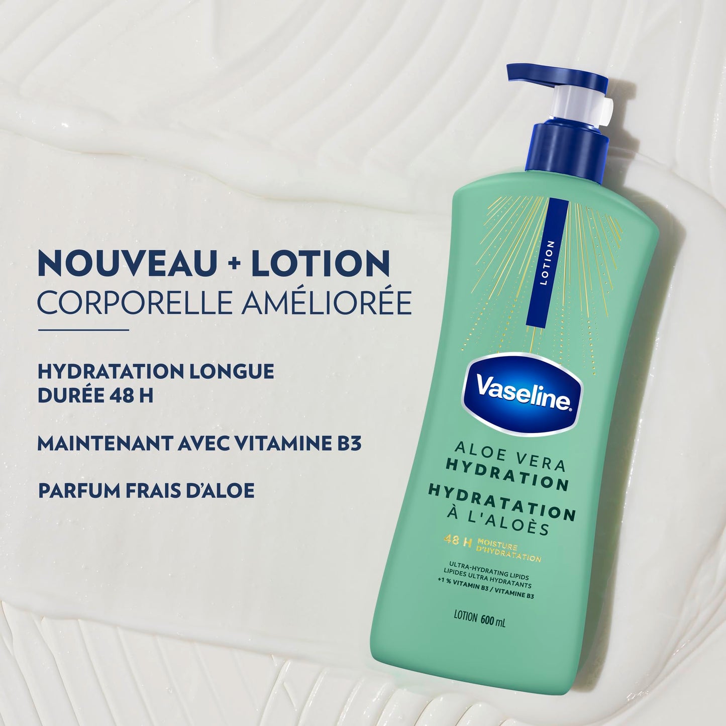 Vaseline Intensive Care Aloe Vera Hydration Body Lotion for Dry Skin with 48H Moisture + Ultra hydrating lipids, 600 ml (3-pack) - Available at All In One Marketplace Canada