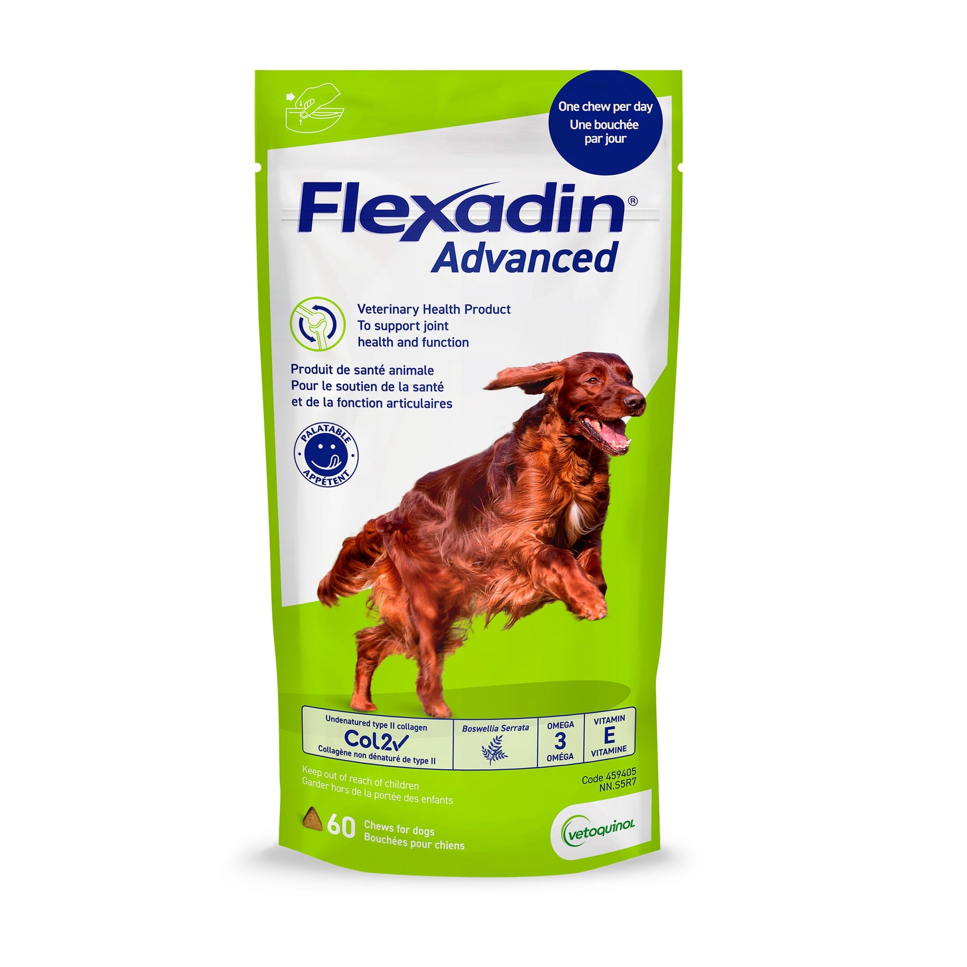 Vetoquinol Flexadin Advanced (with boswellia) – Dog Joint Supplement – One Chew a Day for Dogs - 60 Chews - Available at All In One Marketplace Canada