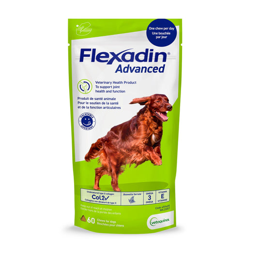 Vetoquinol Flexadin Advanced (with boswellia) – Dog Joint Supplement – One Chew a Day for Dogs - 60 Chews - Available at All In One Marketplace Canada