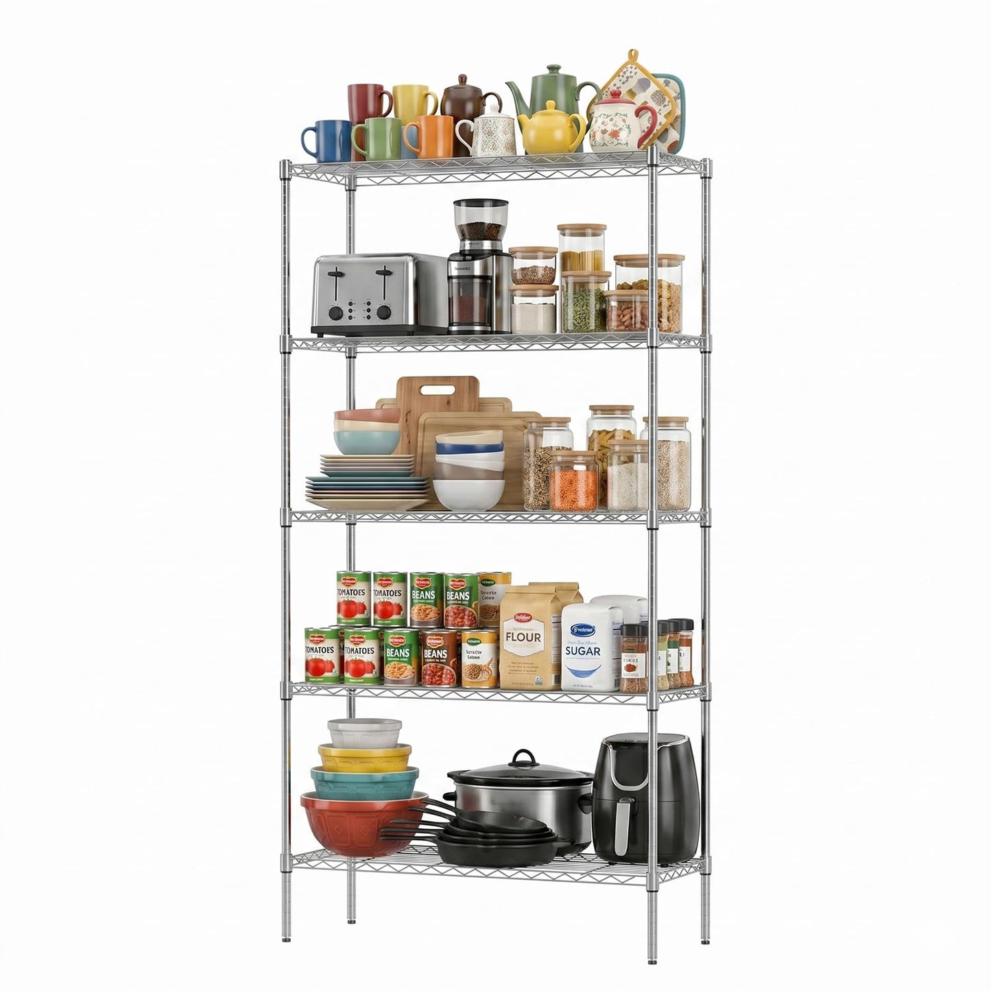 FDW Storage Shelves,Wire Shelving Unit Metal Shelves Heavy Duty Layer Rack Storage Rack Adjustable Utility (Chrome, 36"x 14"x 72") FDW