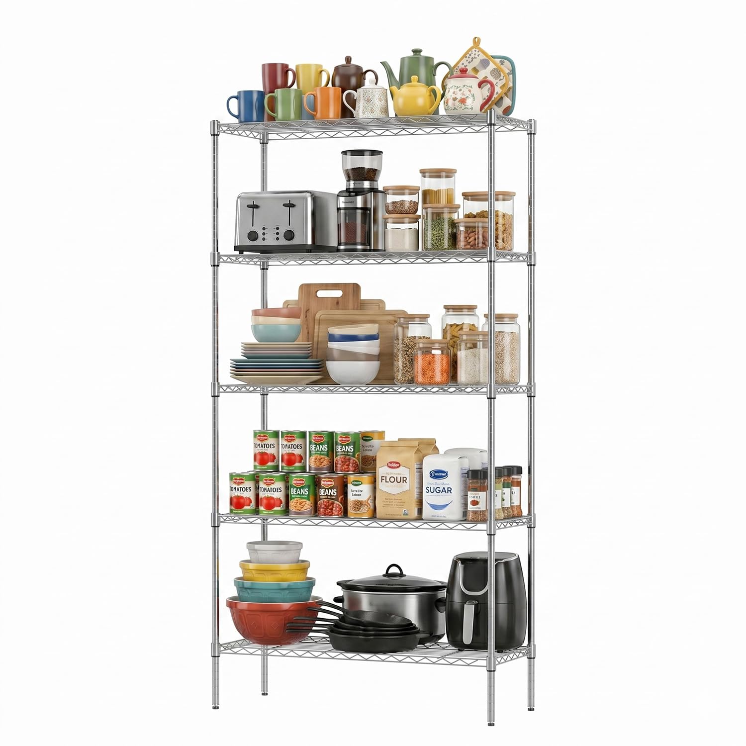 FDW Storage Shelves,Wire Shelving Unit Metal Shelves Heavy Duty Layer Rack Storage Rack Adjustable Utility (Chrome, 36"x 14"x 72") FDW