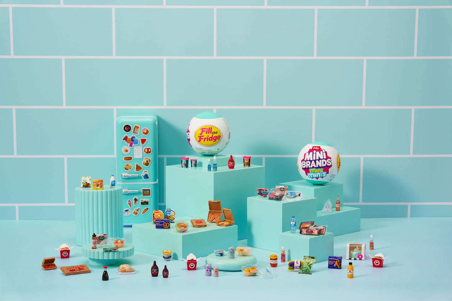 Mini Brands Fill The Fridge Playset w/UV Light by ZURU, Collectibles, DIY, Resin Play, Exclusive Recipe, NOT Edible, 8+ Mini Brands