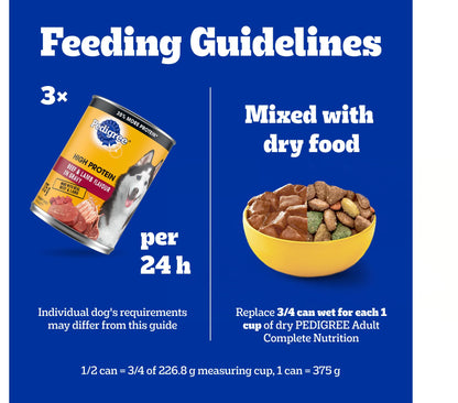 PEDIGREE High Protein Wet Dog Food, Beef & Lamb Flavour, 375g (12 pack)