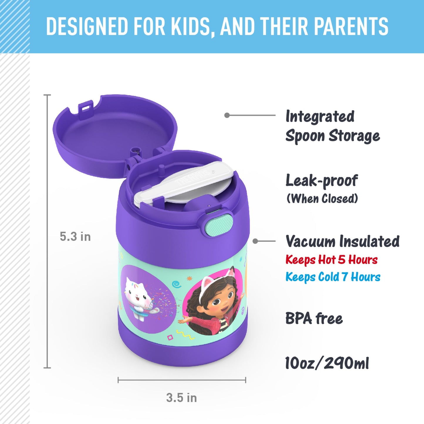 THERMOS FUNTAINER Kids Food Jar with Spoon, 10oz, Gabbys Dollhouse 🍁 All In One Marketplace Canada