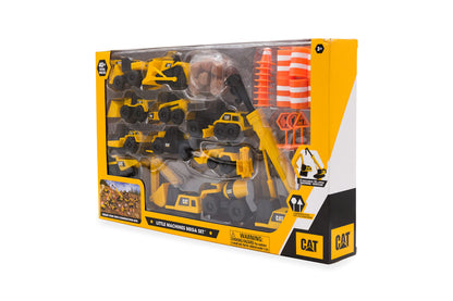 CAT Construction Toys, Little Machines Mega Set – 40+ Pieces with XL Crane & Excavator, 10 Mini Vehicles, Road Signs, Cones, Boulders & Barricades, Indoor/Outdoor STEM Toy for Kids Ages 3 + CAT