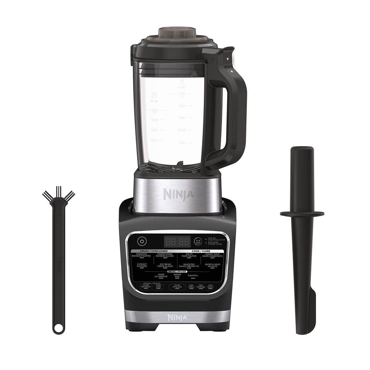 Ninja Foodi Cold & Hot Blender with Precision Heating Element, 64oz Glass Pitcher, 1400W High-Speed Crushing & Cooking Blender for Smoothies, Soups, Sauces, Fondue – Black, HB150C (Canadian Version)