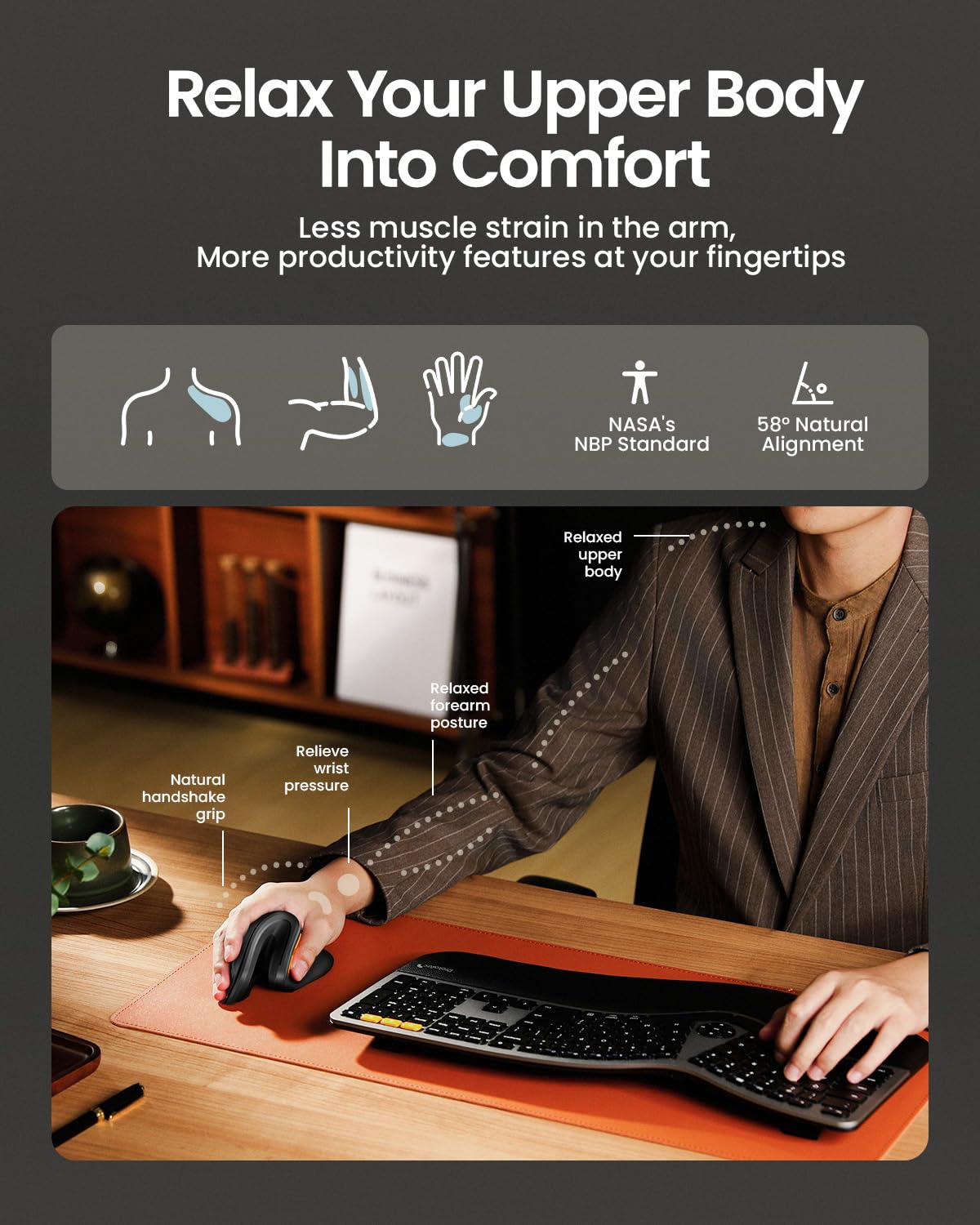 ProtoArc Ergonomic Vertical Mouse, EM11 NL Bluetooth Mouse Wireless Rechargeable Mice with 3 Devices (Bluetooth or USB), Vertical Wireless Mouse for Computer, iPad, Mac, Windows (Black) - Available at All In One Marketplace Canada