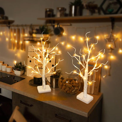 EAMBRITE 2 Pack Lighted Birch Tree, Christmas Artificial Tree Battery Operated Timer with 24 Warm White Lights, Tabletop Tree Christmas Decorations Centerpiece with for Wedding Party Home Room Decor 🍁 All In One Marketplace Canada