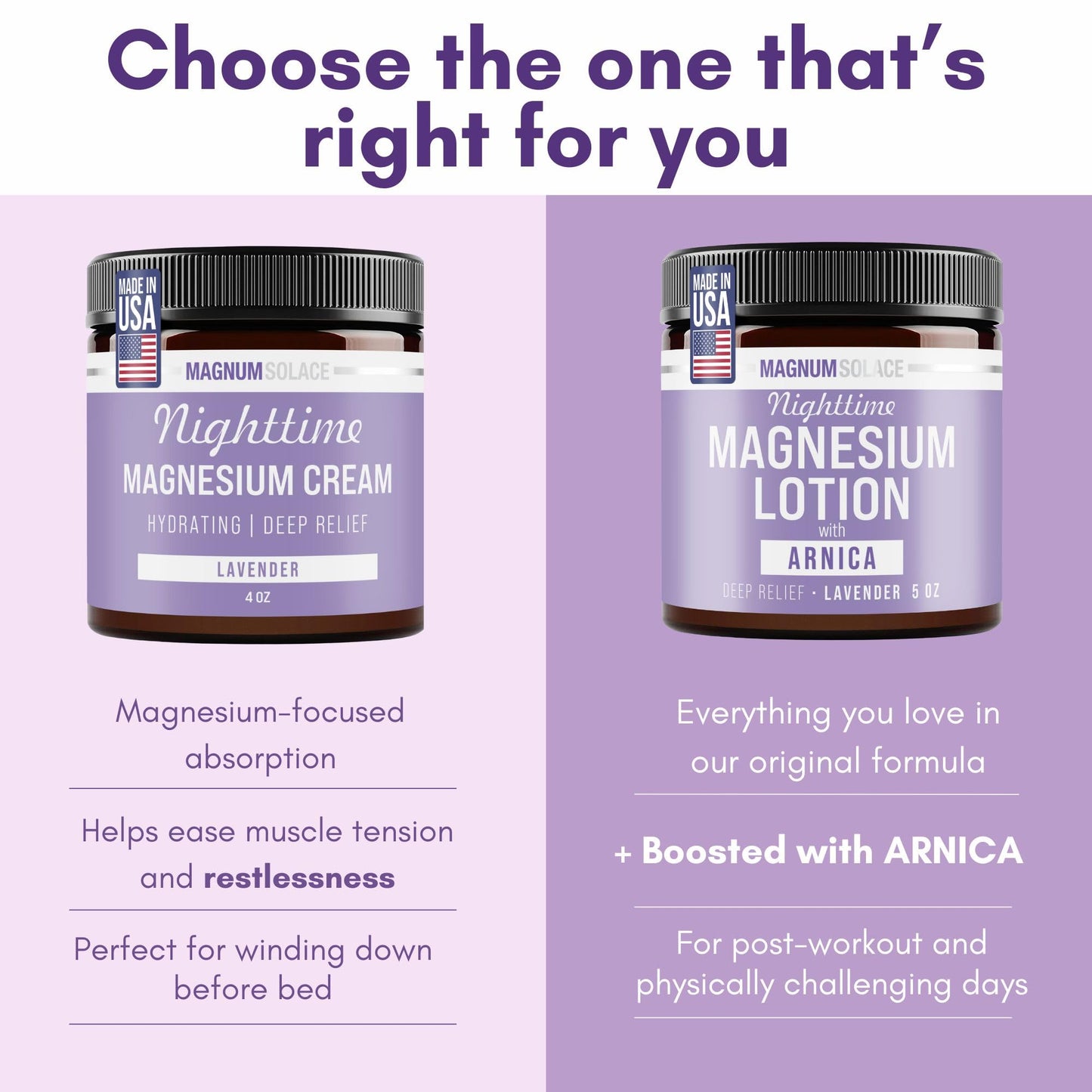 Nighttime Magnesium Lotion with Arnica – Highly Concentrated Magnesium for Muscles & Joints – Apply to Legs or Feet Before Bed – Skin-Friendly - Available at All In One Marketplace Canada