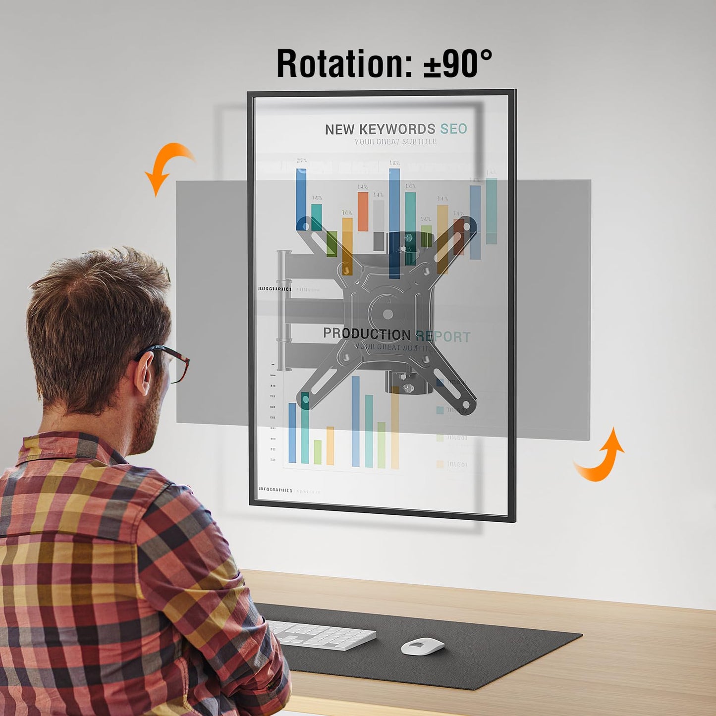ELIVED Full Motion TV Monitor Wall Mount for Most 14-42 Inch LED LCD Flat Screen TVs & Monitors, Swivel Tilt Extension Rotation TV Mount Bracket Max VESA 200x200mm, up to 44 lbs