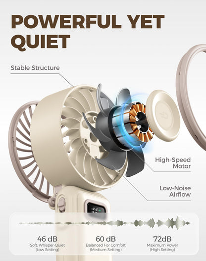 Diveblues Portable Hand Fan - Mini USB Rechargeable Handheld Fan Up to 12 Hours Cooling, 1-100 Speed Personal Fan with Turbo Airflow, 180° Foldable Desk Fan for Office & Bedroom & Travel & Commuting - Available at All In One Marketplace Canada