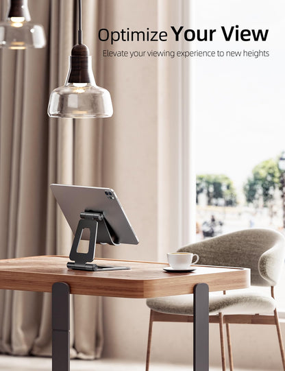 Nulaxy Aluminum Dual Foldable iPad Stand, Fully Adjustable Desktop Tablet Holder, iPad Accessories Office Compatible with 4-11" Mobile Devices Kindle, iPad Pro/Air/Mini, iPhone Pro/Max/Plus, Black