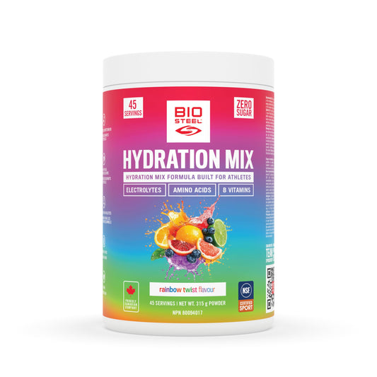 BioSteel Electrolyte Hydration Mix Powder, Zero Sugar, No Artificial Flavours, Rainbow Twist, 45 Serving Container