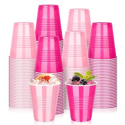 100 Pack 12oz Pink Plastic Party Cups in Light and Hot Pink 🍁 All In One Marketplace Canada