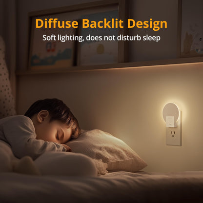 Lyridz Backlit Night Light Plug-in,[4 Pack] Glare-Free Indirect Glow, Dusk to Dawn Sensor, 1-50LM Dimmable Veilleuse, 2700K Warm White for Bedroom, Bathroom, Hallway