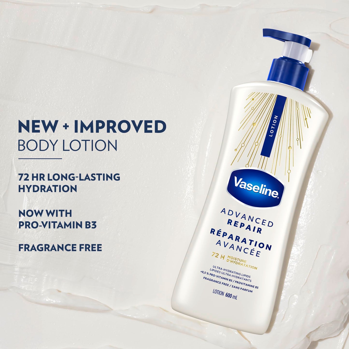Vaseline Intensive Care Advanced Repair Unscented Body Lotion for Dry Skin with 48H Moisture + Ultra hydrating lipids, 600 ml (3-pack) - Available at All In One Marketplace Canada
