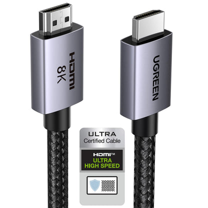 UGREEN 10K 8K HDMI 2.1 Cable 48Gbps 10FT, Certified 8K@60Hz 4K@120Hz 144Hz High Speed Gaming Cable Braided Cord, eARC HDCP 2.3 Dynamic HDR Compatible for HDTV/PS5/Xbox/SoundBar/RTX3090/Blu-ray
