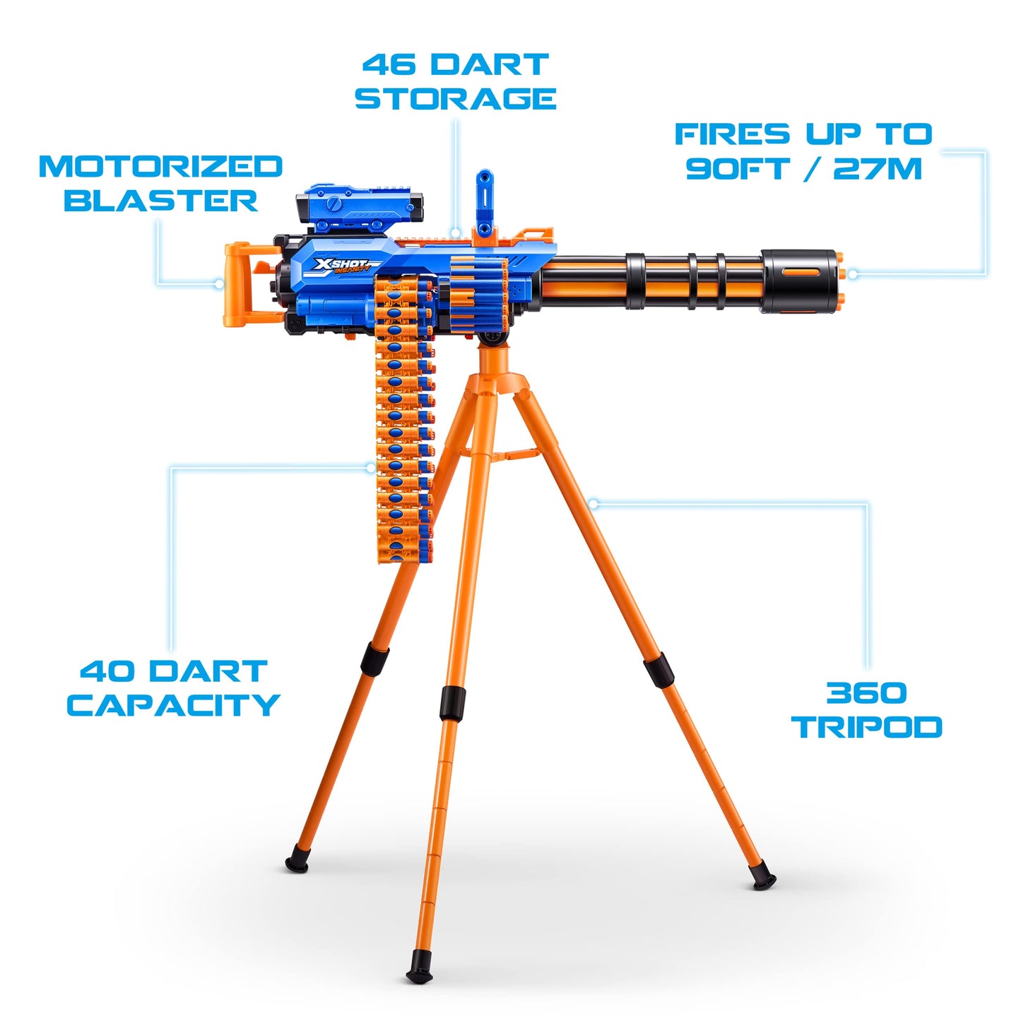 X-Shot Insanity Motorized Rage Fire by ZURU with 72 Darts, Motorized Blasting Power, Auto Feeding Belt, Tripod and Scope, Outdoor Toy for Boys and Girls, Teens and Adults 🍁 All In One Marketplace Canada
