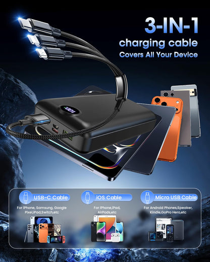 Power Bank Fast Charging 50000mAh 22.5W Portable Charger USB C Quick Charge with 3 Outputs & 2 Inputs LED Display Huge Capacity External Battery Pack for iPhone, Samsung, iPad etc