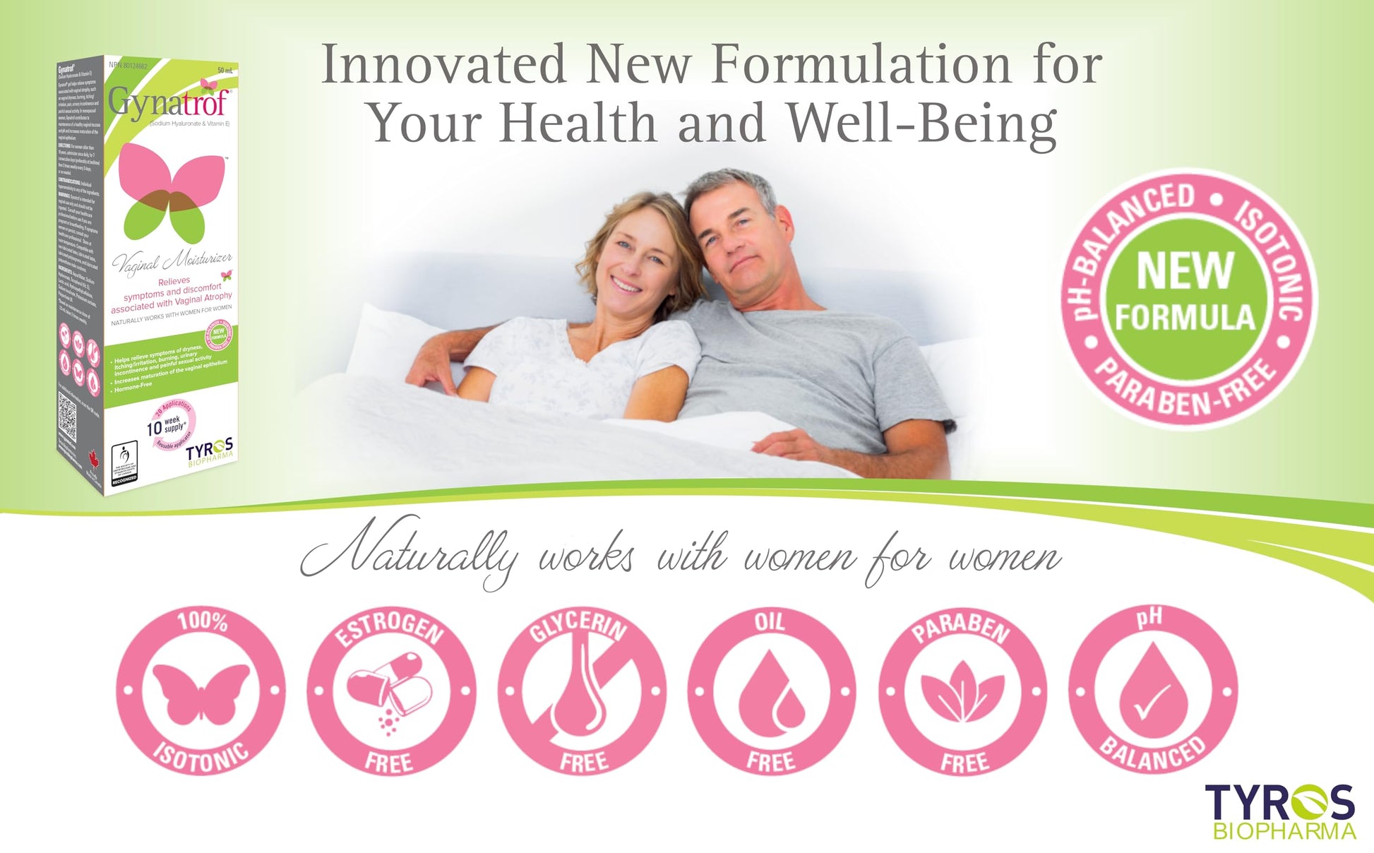Gynatrof Natural Vaginal Moisturizer, Hyaluronic Acid and Vitamin E, Eliminates Vaginal Dryness, Fast Acting, Hormone Free and Fragrance Free, 50 ml - Available at All In One Marketplace Canada