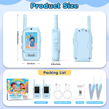 Video Walkie Talkies for Kids, 2 Pack Facetime Walkie Talkies with HD Camera & Voice Changer for Boys Girls for Family Games, Indoor, Outside, Hiking Christmas Birthday Toys Gift Ages 3-12 (Blue) 🍁 All In One Marketplace Canada