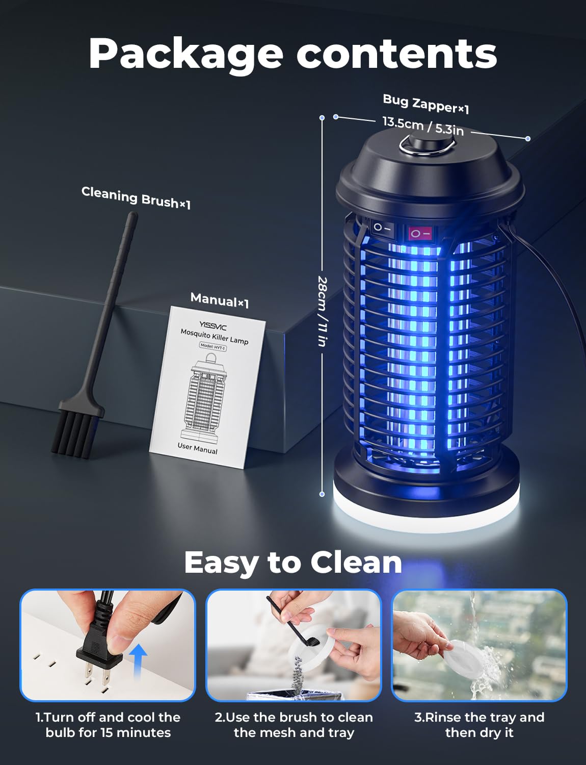 YISSVIC Bug Zapper Outdoor Indoor Waterproof Electric Mosquito Zapper 4200V Plug in for Kitchen Patio Courtyard Garden Camping - Available at All In One Marketplace Canada