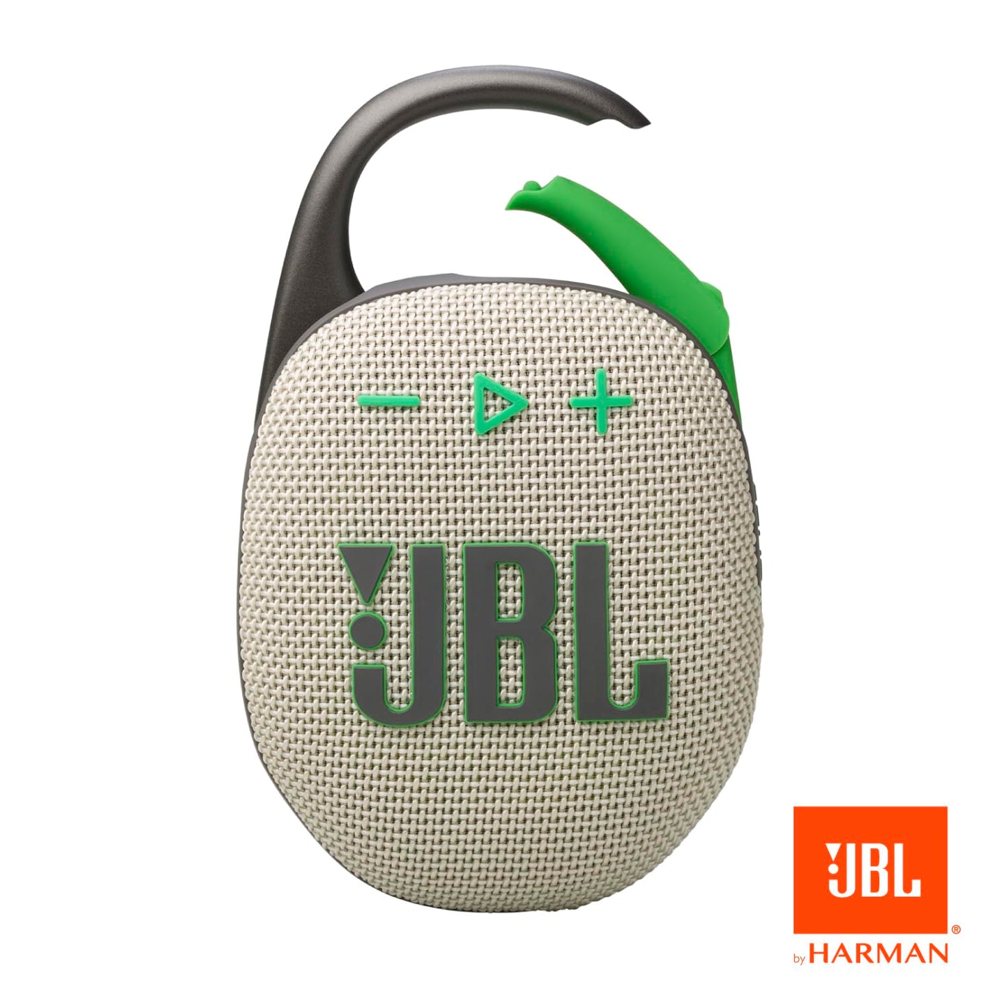 JBL Clip 5 - Ultra-Portable, Waterproof & Dustproof Bluetooth Speaker, Big Pro Sound with Punchy bass, Integrated Carabiner, Up to 12 Hours of Play, Made in Part with Recycled Materials (Sand)