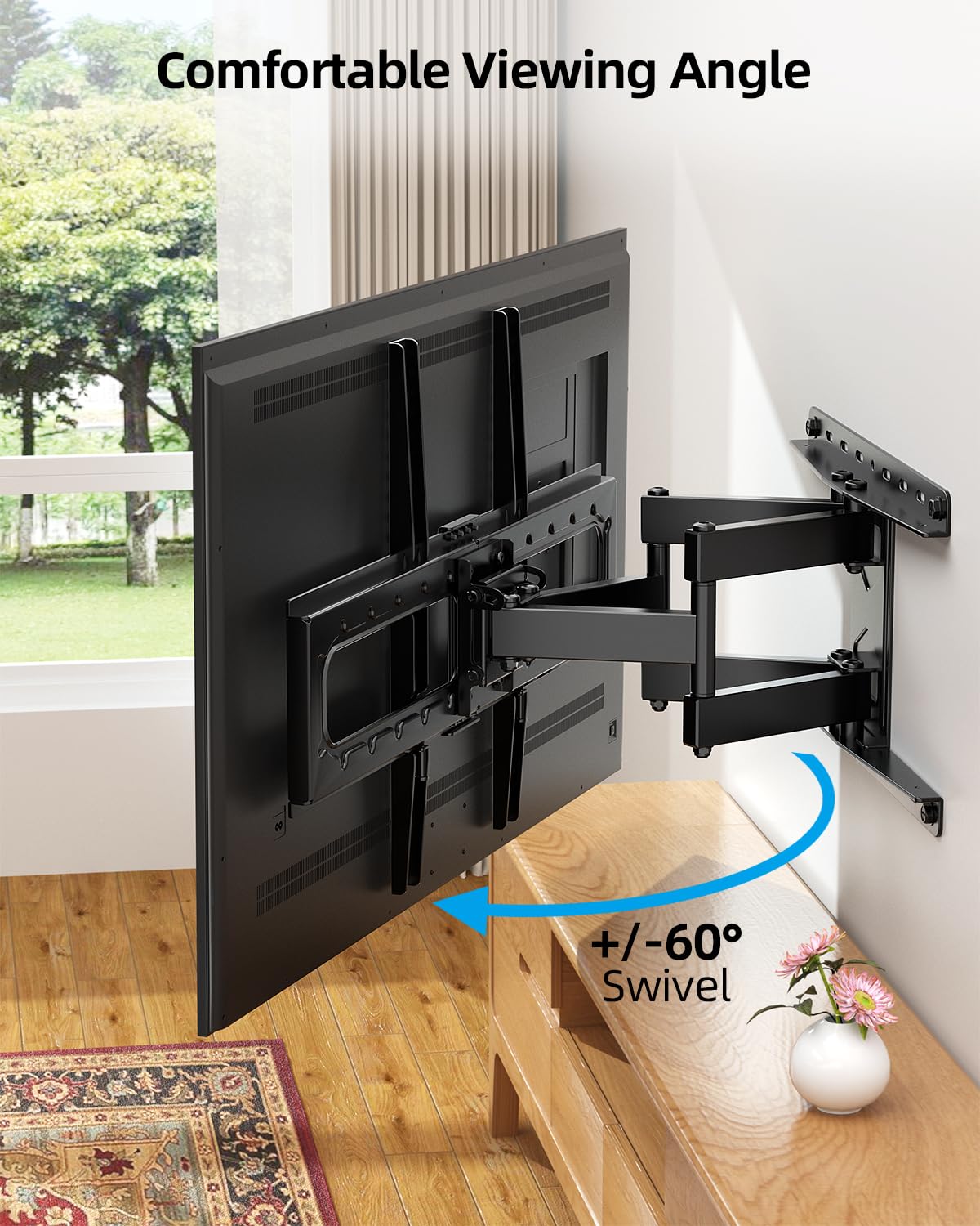 HOME VISION Full Motion TV Wall Mount for Most 32-85 inch TVs up to132 lbs, TV Mount Swivel and Tilt with Dual Articulating Arms, Wall Mount TV Bracket Max VESA 600x400mm, Fits 8" 12" 16" Wood Studs - Available at All In One Marketplace Canada