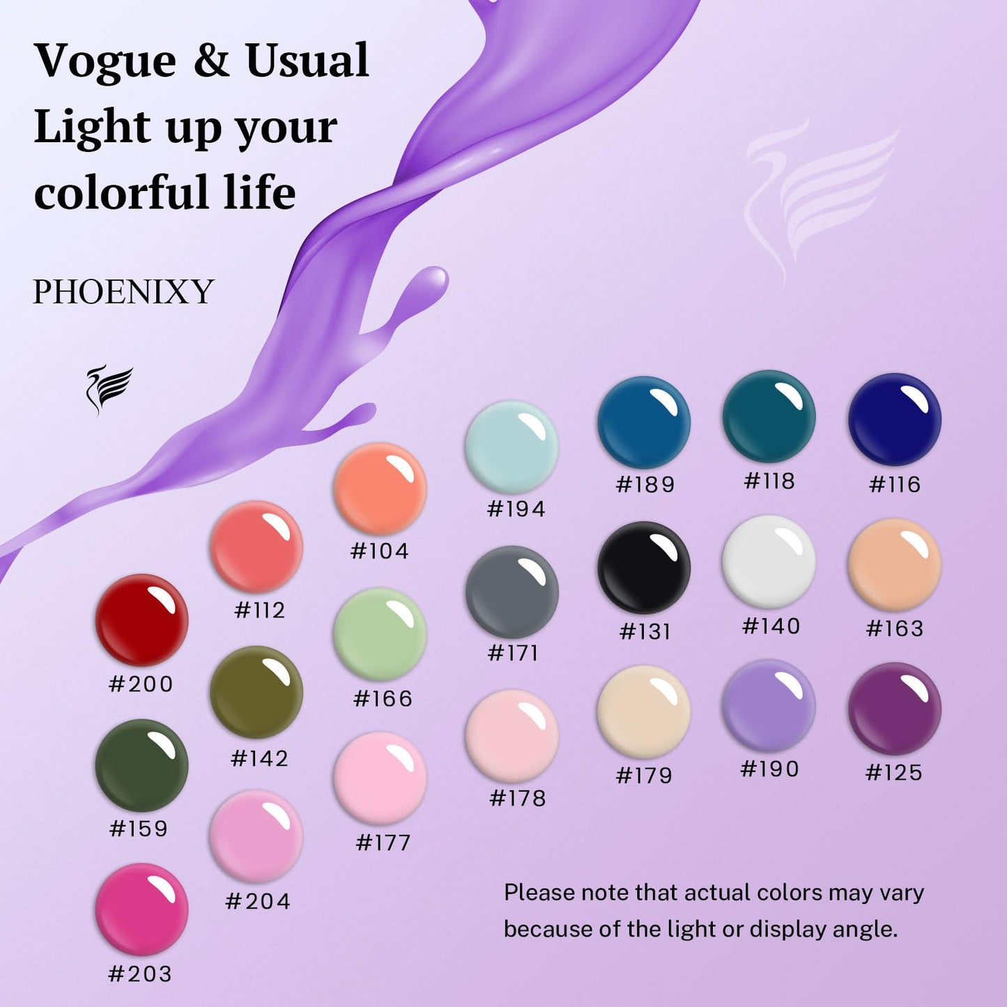 phoenixy 24 PCS Gel Nail Polish Kit, 21 Colors U V Gel Nail Polish Set with Base Glossy Matte Top Coat Spring Black Gray Red Nail Kit Gifts for Women