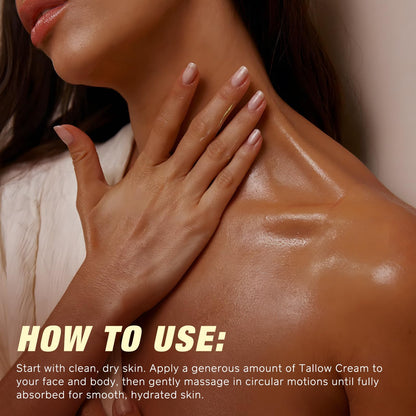 Beef Tallow Skin Care with Castor Oi & Frankincenses, Grass Fed Whipped Tallow Honey Balm for Face & Body, Natural Moisturizer Hydrates, Deeply Nourishes, Enhances Natural Radiance 120g - Available at All In One Marketplace Canada